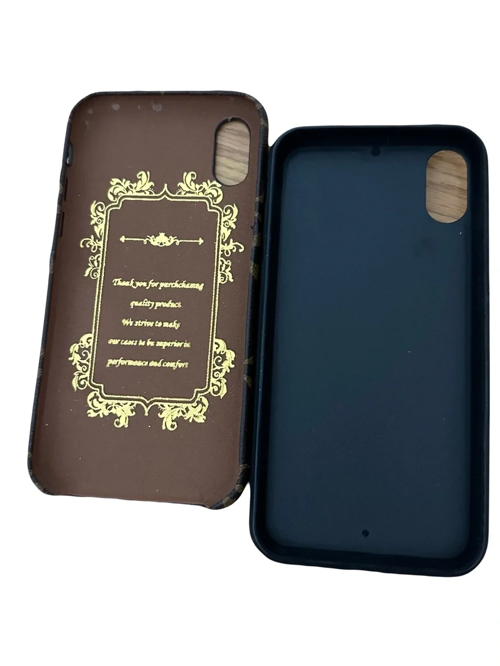 Louis Vuitton LV Monogram Brown Leather iPhone X Case with Card Pocket Set